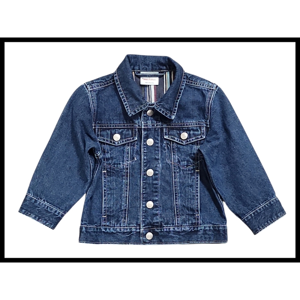 Hanna Andersson Kids Blue Denim Jean Jacket Silver Tone Snap Hardware Size 90 3T